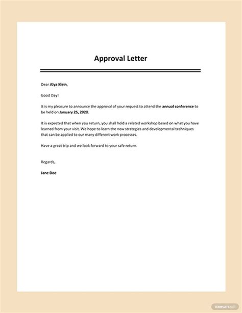 approval letter template   word google docs