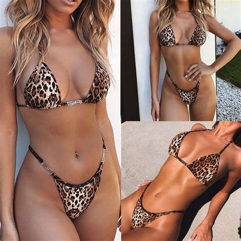 new sexy leopard bikinis 2021 micro bikini set push up thong etsy