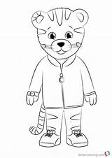 Daniel Tiger Coloring Pages Neighborhood Striped Drawing Draw Printable Tigers Step Color Cartoon Kids Print Bettercoloring sketch template
