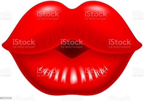 cartoon illustration of female lips isolated on white background stock