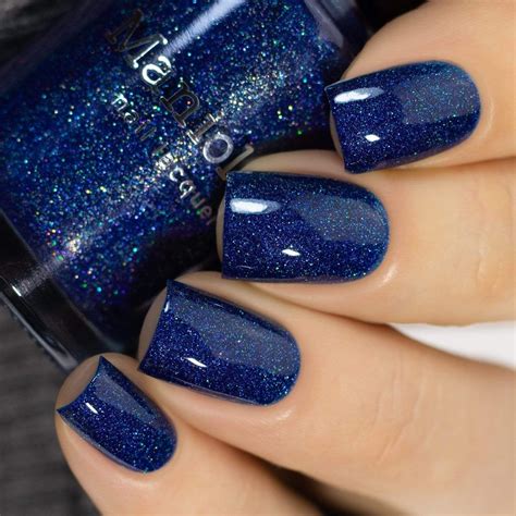 moods sassy p navy blue scattered holographic shimmer nail