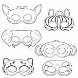 Animal Masks Jungle Printable Mask Animals Kids Coloring Template Tiger Crafts Monkey Zebra Elephant Pages Printables Kid Para Giraffe Party sketch template