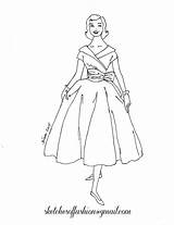 Fashion Coloring Pages Girl Sketch 1950s Clothes Designer Model Colouring Book Printable Kids Books Sheets Color Sketches Template Getcolorings Draw sketch template