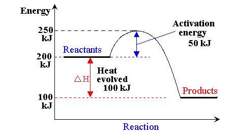 draw  simple energy profile   exothermic reaction    kj mol
