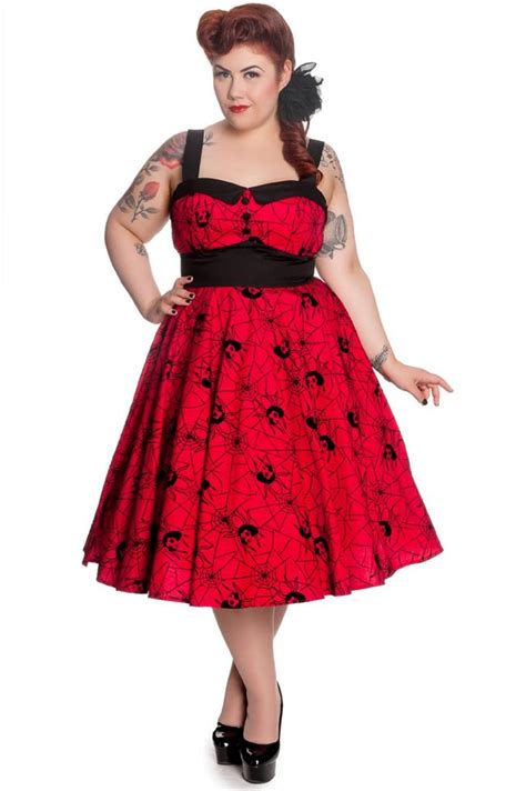 plus size hell bunny 50 s rockabilly dress black widow spider web red