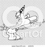 Blowing Horn Coloring Illustration Cartoon Line Party Man Rf Royalty Clipart Toonaday sketch template