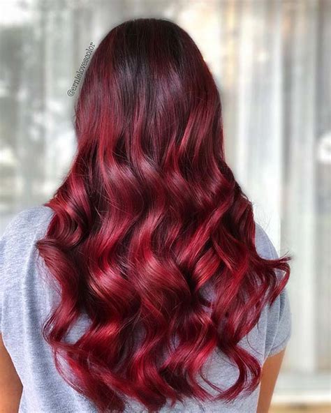 dark red  black hair  red  black ombre highlights hair color ideas