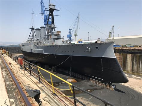 armored cruiser georgios averof  drydock  salamis naval base