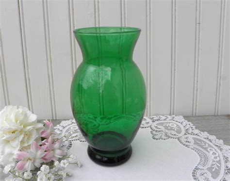 vintage anchor hocking depression glass forest green 6 inch vase the
