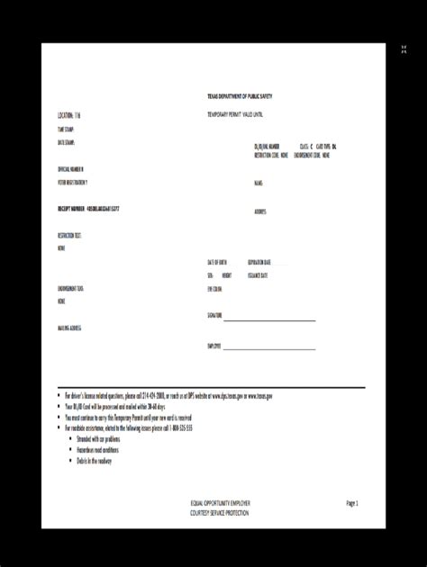 texas temporary id template form fill   sign printable