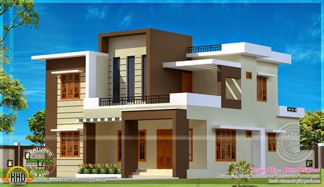 square meter flat roof house kerala home design  floor plans