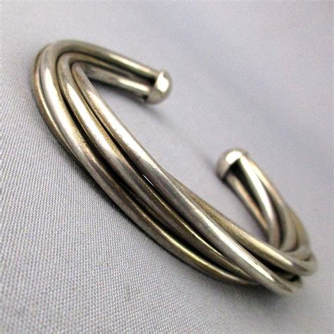 modernist  band solid sterling silver cuff bracelet