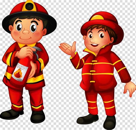 Firefighter Cartoon Illustration Firefighters Are Working