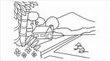 Sketsa Pemandangan Mewarnai Petani Kegiatan Gudviral Alam Paud Edukatif Rekomended Ipin Upin Pegunungan Gunung Diposting sketch template