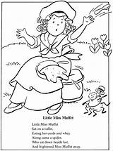 Coloring Muffet Miss Little Pages Nursery Rhymes Jack Jill Rhyme Printable Opposites Preschool Fun Spiders Tuffets Color Activities Sheets Kids sketch template