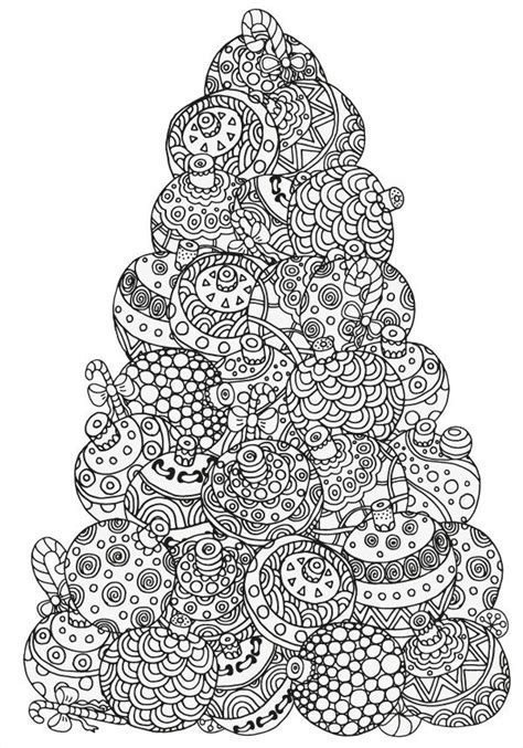 christmas tree   baubles colouring page adult coloring pages