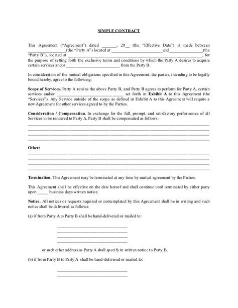 simple contract template   business