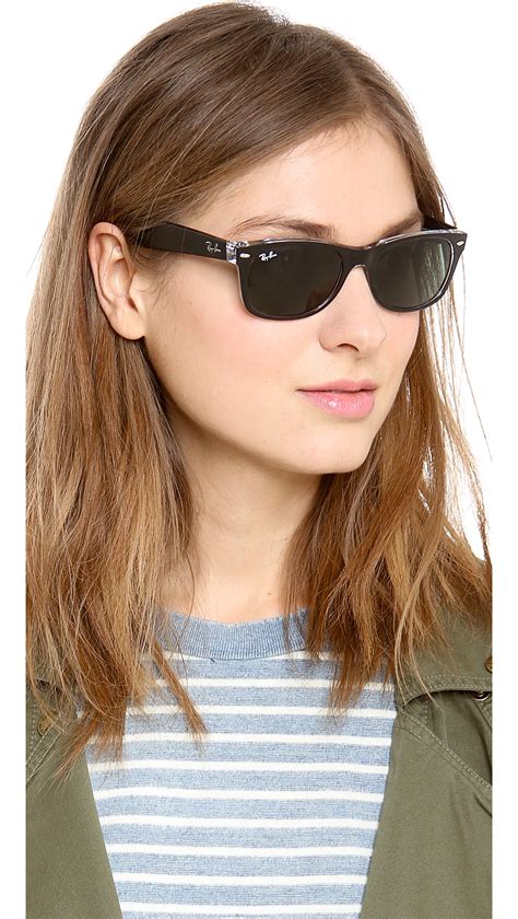 ray ban  transparent wayfarer sunglasses  blackgreen black lyst