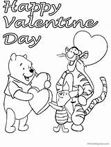 Coloring Valentine Valentines Pages Pooh Winnie Printable Disney Happy Kids Heart Pdf Print Sheet Cards Color States Matter Drawing Small sketch template