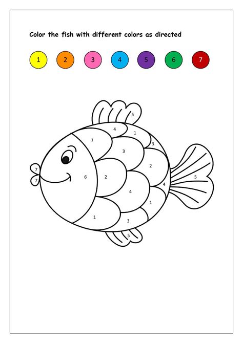 happy rainbow fish color  number  print