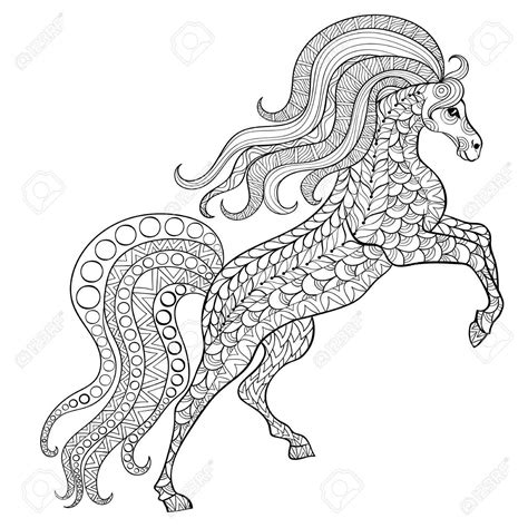 hand drawn horse  antistress coloring page  high details
