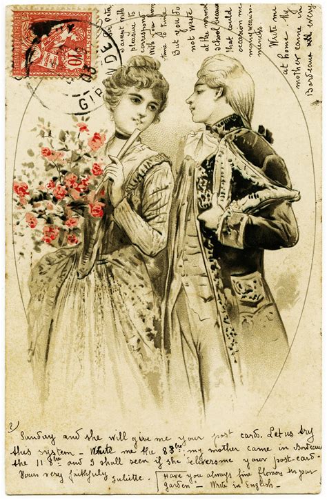 Vintage French Couple In Love Postcard Old Design Shop Blog
