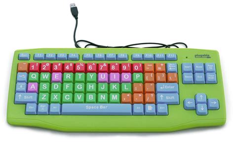 plugable usb kids computer keyboard  extra large color coded keys