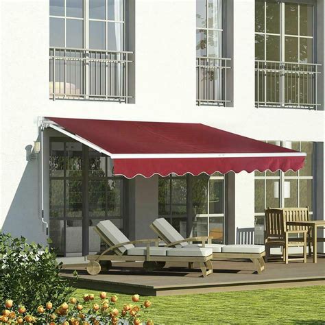 ft manual retractable awning red model outdoor deck patio walmartcom