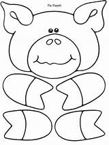 Puppet Pig Pigs Little Three Coloring Templates Clipart sketch template