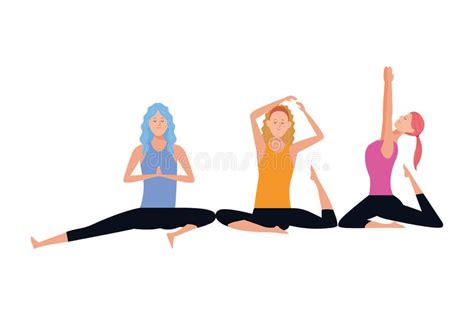 women yoga poses stock vector illustration  exercise