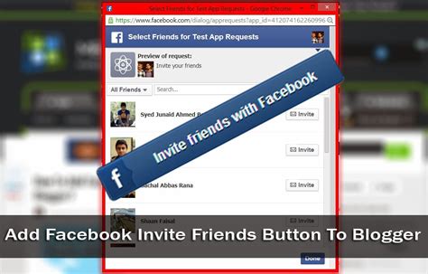 add facebook invite friends button  blogger