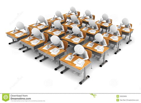 3d man in classroom exam test royalty free stock image image 33025806