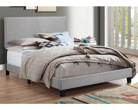 overstock furniture erin grey queen nailhead bed beds bedroom