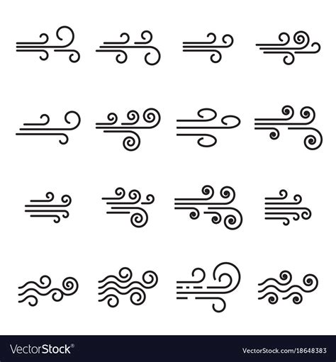 wind icons linear style symbols royalty  vector image