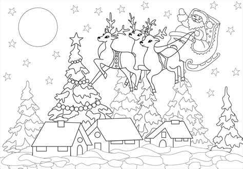 pretty christmas village christmas kids coloring pages