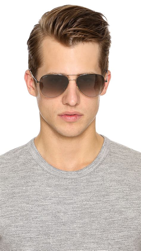 gucci aviator sunglasses  metallic  men lyst