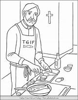 Frying Priest Quaresma Lent Colorir Thecatholickid Colorironline sketch template