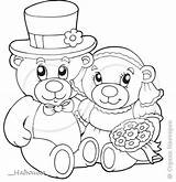 Bear Teddy Illustration Wedding Couples Couple Colouring Pages Colo sketch template