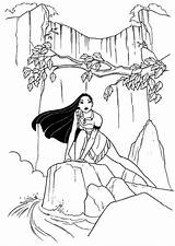 Waterfall Coloriage Pocahontas Chute Colorier Coloring4free Coloriages sketch template