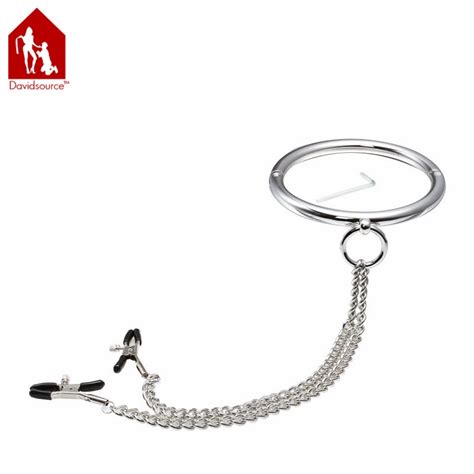 Davidsource Metal Neck Collar Clothespin Nipple Clamps With Chain