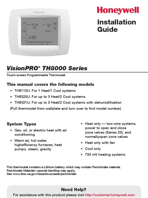 honeywell visionpro  install instructions thermostat heat pump