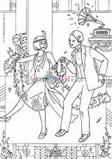 1920s Colouring Dancing Pages Village Activity Explore sketch template