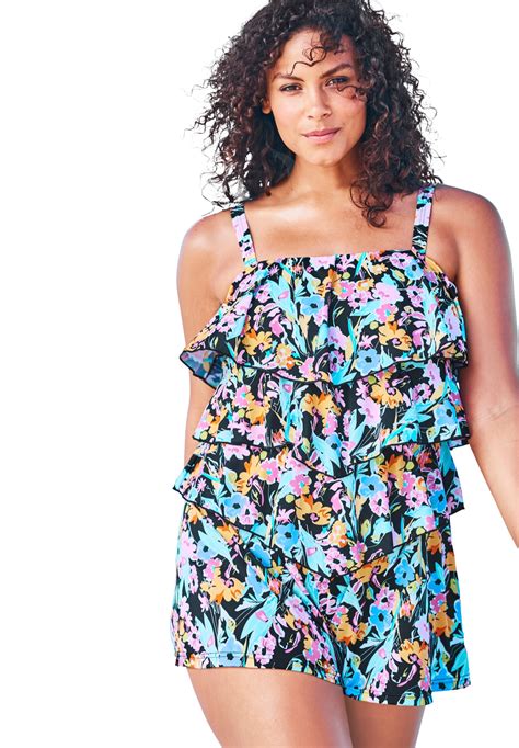 swimsuitsforall fit   womens  size bandeau swim romper