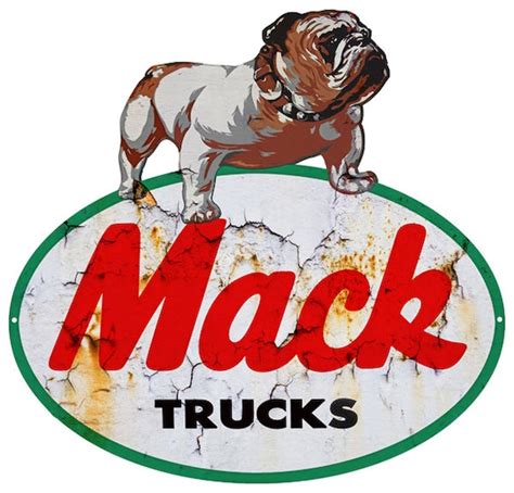 mack trucks bulldog logo sign vintage aged   style  etsy