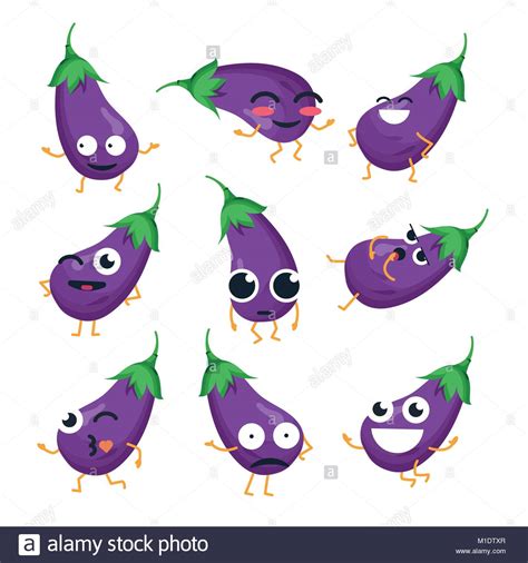funny eggplant vector isolated cartoon emoticons stock vector image
