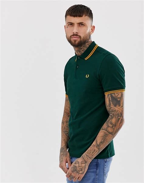 Fred Perry Twin Tipped Polo In Green Asos