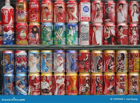 collection  coke pop cans editorial image image