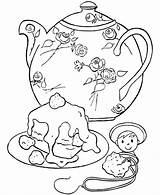 Coloring Pages Tea Party Teapot Cake Birthday Kids Print Printable Color Teacup Adult Sheet Book Decorative Colouring Cup Parties Princess sketch template