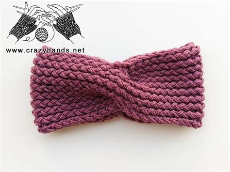 twisted knit headband  pattern crazy hands