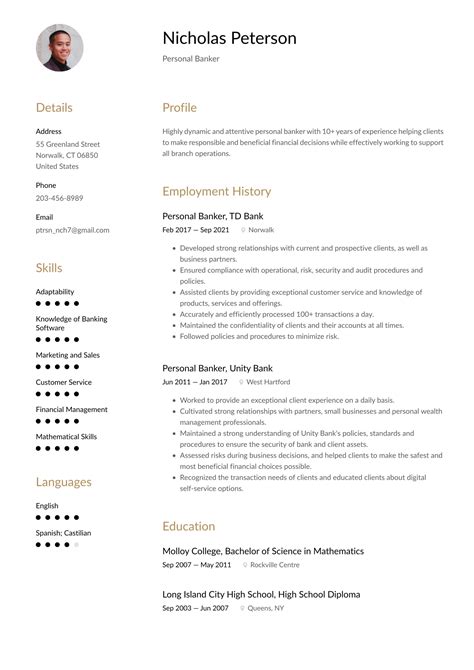 personal banker resume examples writing tips  resumeio